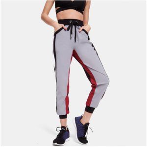 Gray/Red/Black athletic striped track pant joggers
